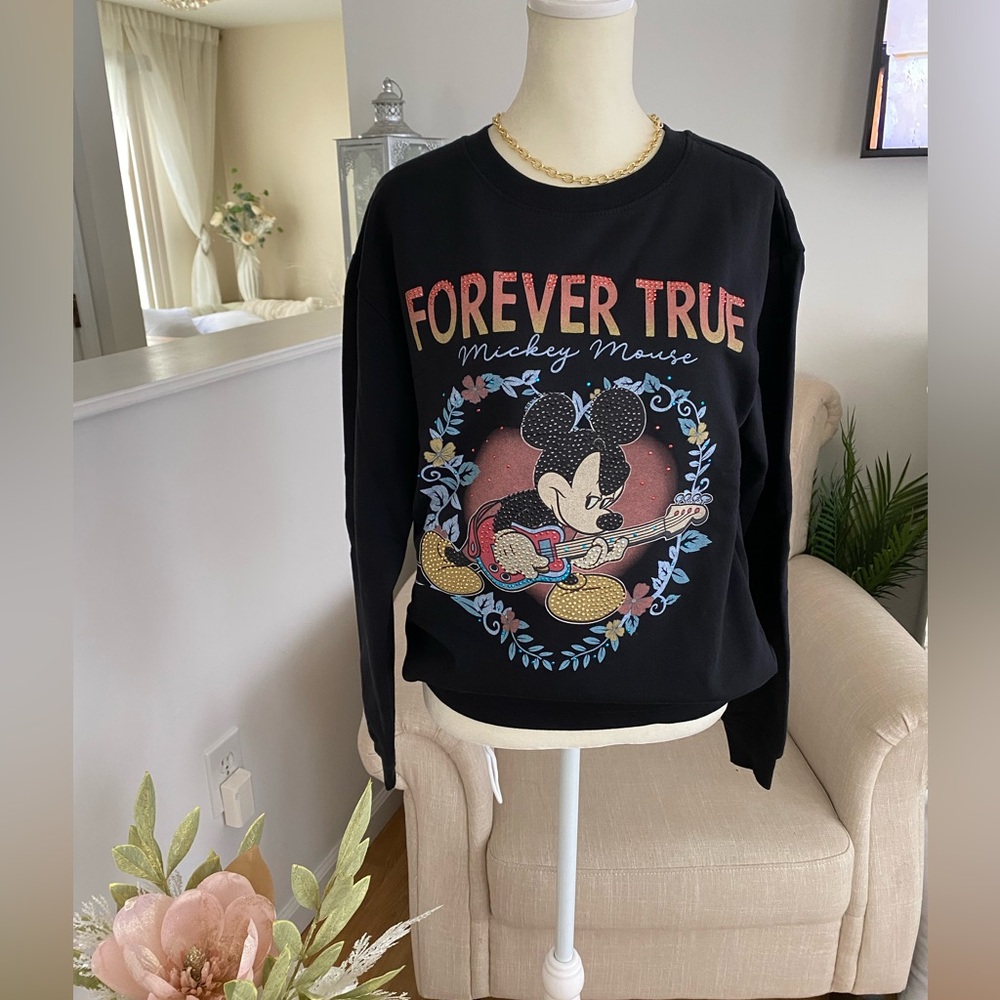 Black Mickey Mouse Graphic Sweatshirt - Picture 1 of 8
